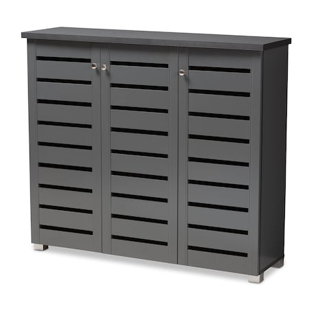 Baxton Studio Adalwin Dark Gray 3-Door Wooden Entryway Shoe Storage Cabinet 152-9171